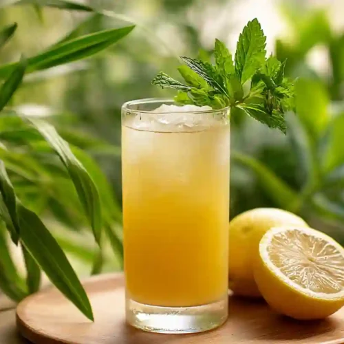 A clean, minimalist plate or bowl with the four simple ingredients for a natural Mounjaro-inspired recipe, showcasing whole foods, vibrant colors, and a healthy, easy-to-follow presentation.