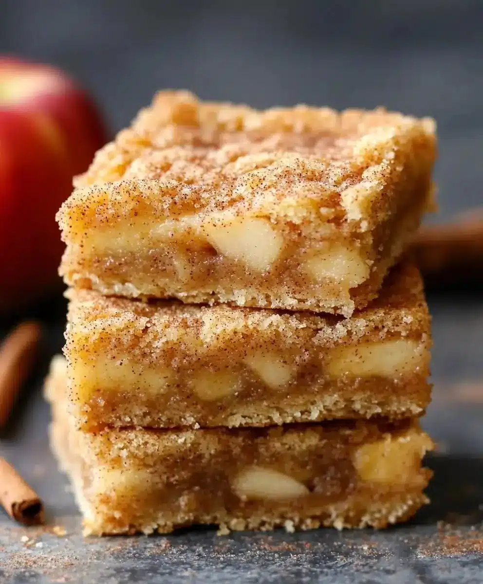 Delicious Apple Snickerdoodle Bars with cinnamon sugar topping