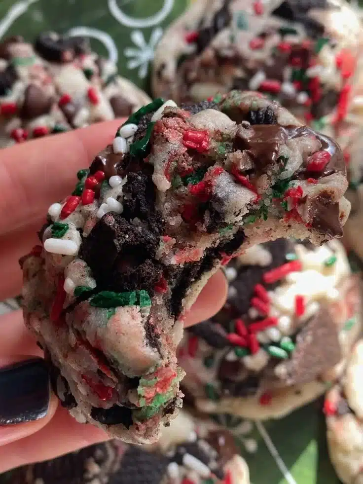 Delicious Oreo chocolate chip sugar cookies ready to be enjoyed.